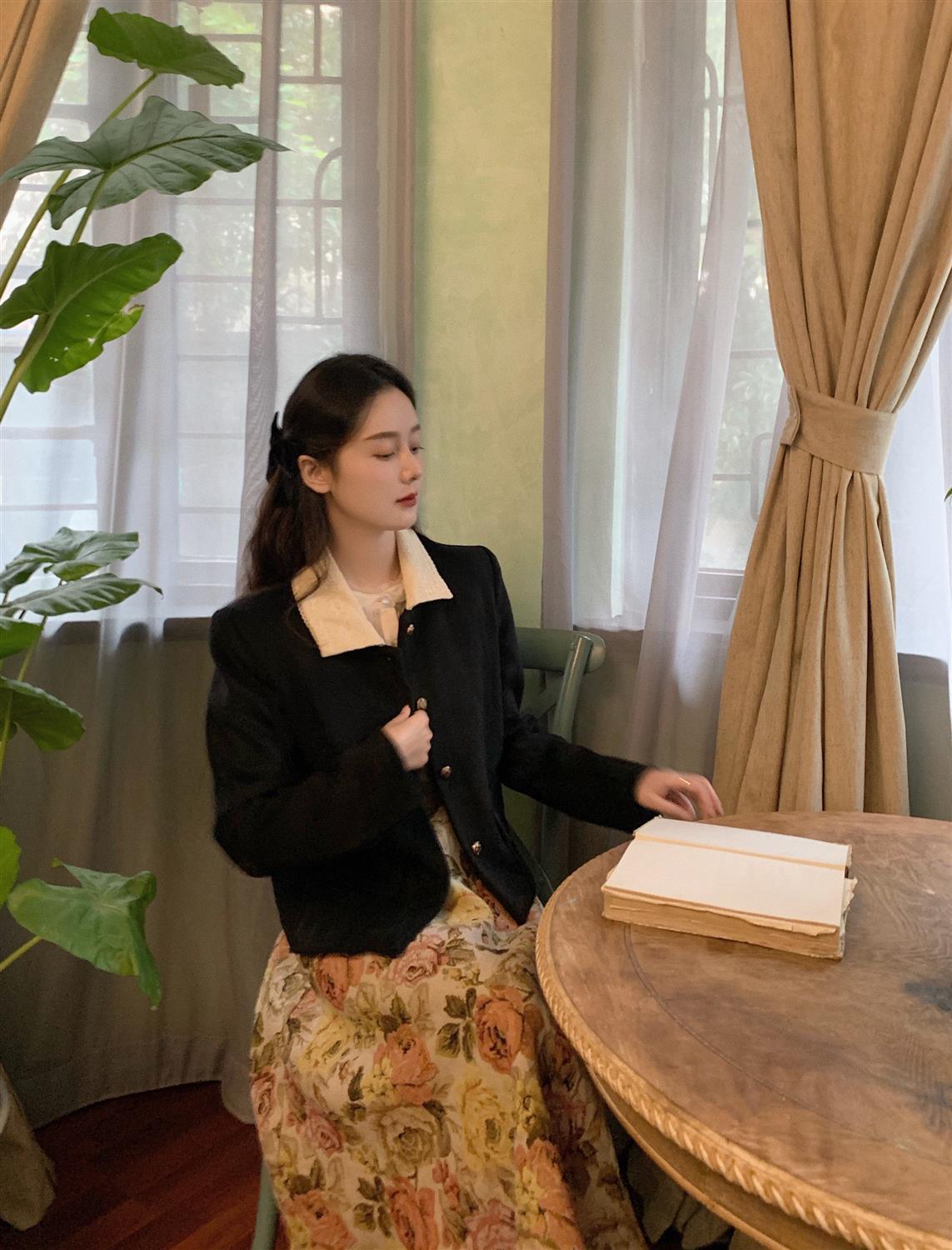 Suspender Skirt Suit French Retro Waist