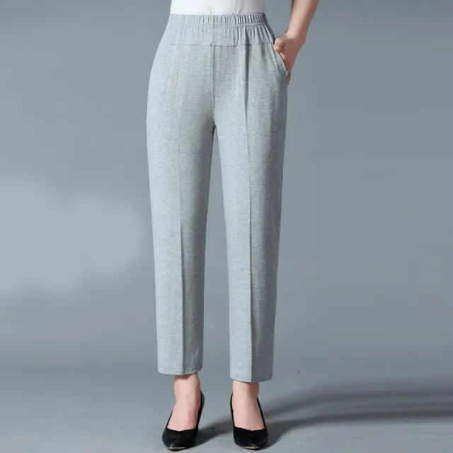 Women's Solid Color Loose High Waist Plus Fleece Trousers Light Grey - Shop at LoveMi