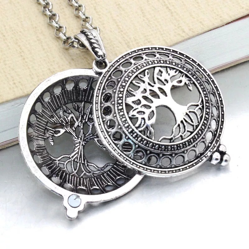 Tree Of Life Alloy Aromatherapy Essential Oil Hollow Pendant Necklace DIY Jewelry