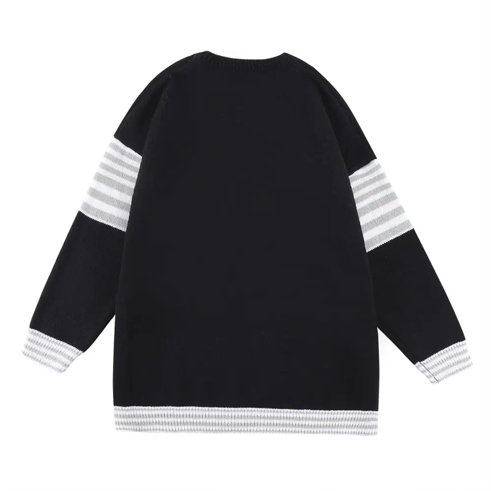 Men's Colorblock Alphabet Jacquard Pullover Sweater