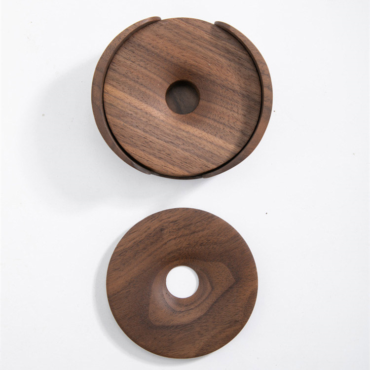 Wooden black walnut tea coaster set