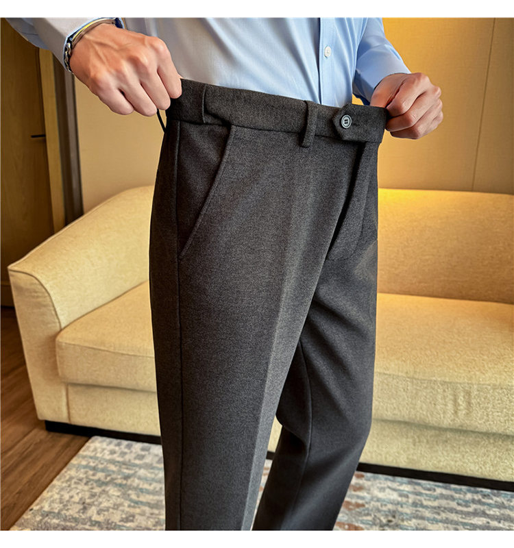Men's Invisible Elastic Waist Thickened Warm Wool Trousers
