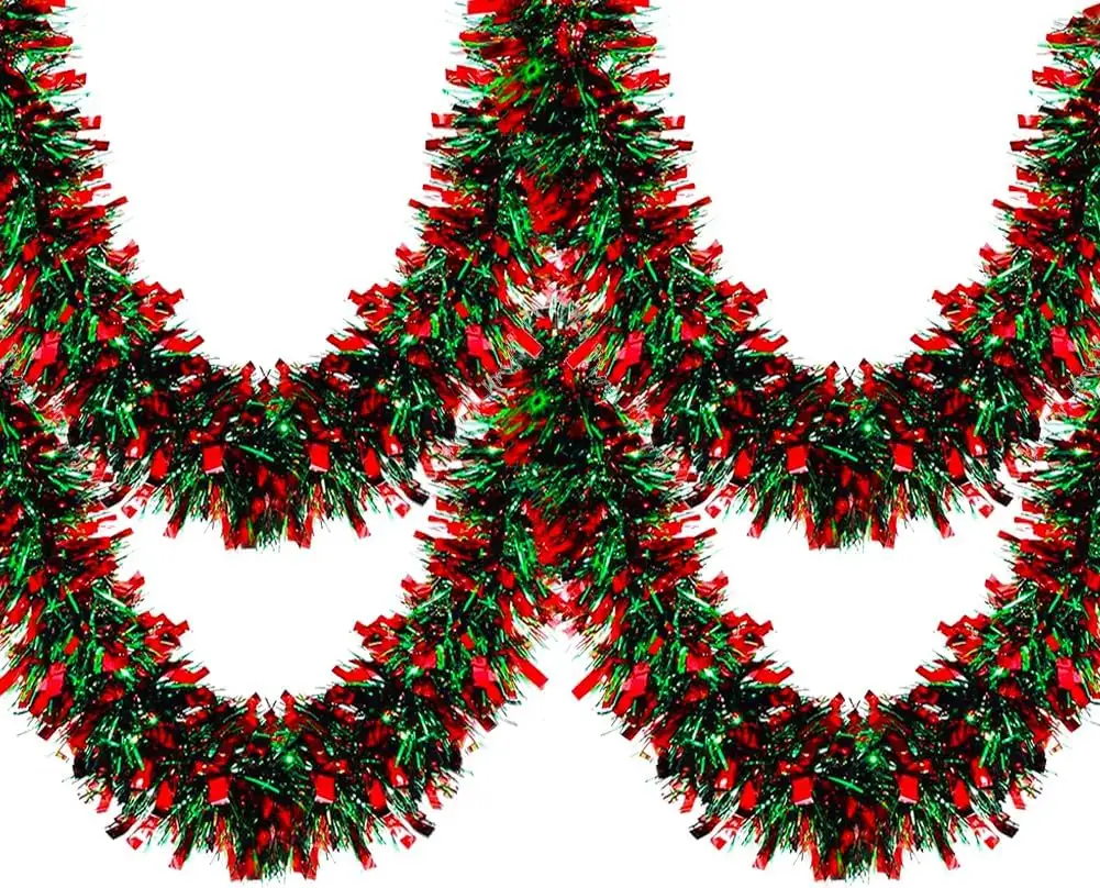 33 Ft Christmas Tinsel Garland, Shiny Thick