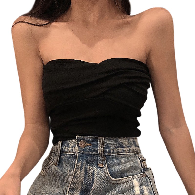 Off-the-shoulder Tube Top Slim Slimming Short Vest Feminine