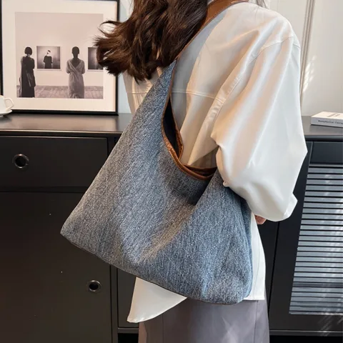 Denim Canvas Bucket Bag Fashion Large Capacity Shoulder Bags