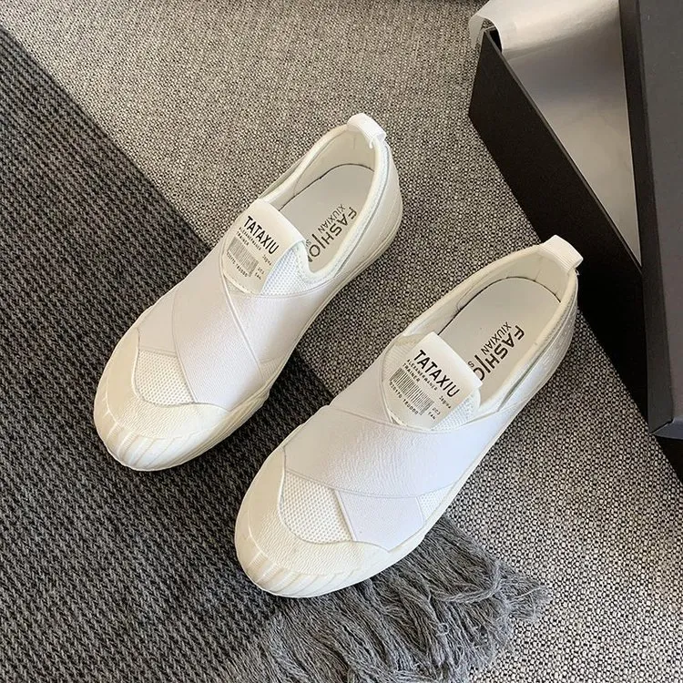 Feizhi Women's Shoes Shell Toe Small White Shoes Sneakers Sneakers - White
