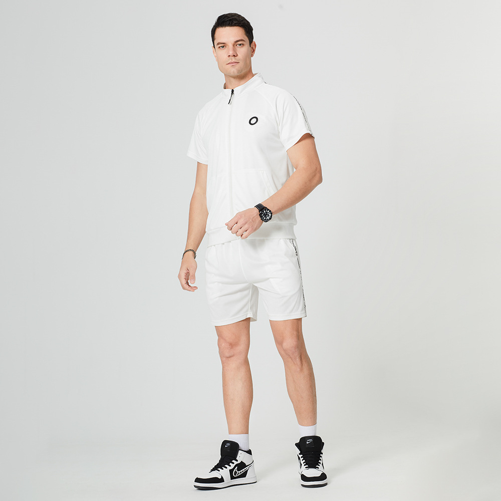 Sports Short Sleeve Men's Plus Size Cross-border Cardigan With Contrasting Lines