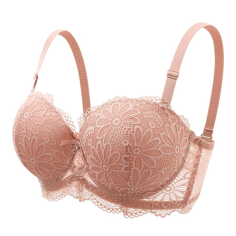 Title 3, Half Cup Lace Bra Steel Ring Push Up Prevent Ac...