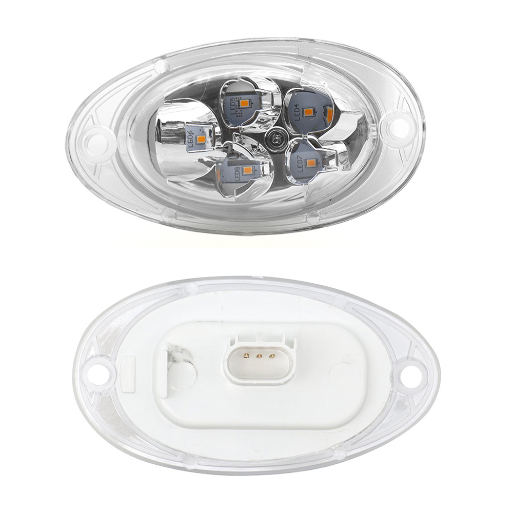 Freightliner Cascadia 113 125 clear lens amber LED side marker light close-up polycarbonate lens detail
