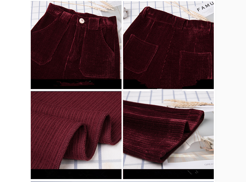 Title 6, Thick Elastic Cigh Waist And Slim Corduroy Flar...