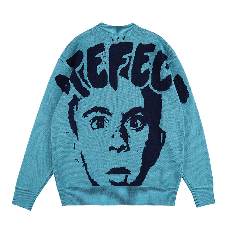 Round Neck Hipster Oversize Men's Sweater Knit Sweater