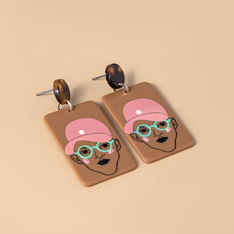 Fashion Punk Girl Pattern Acrylic Earrings For Women
