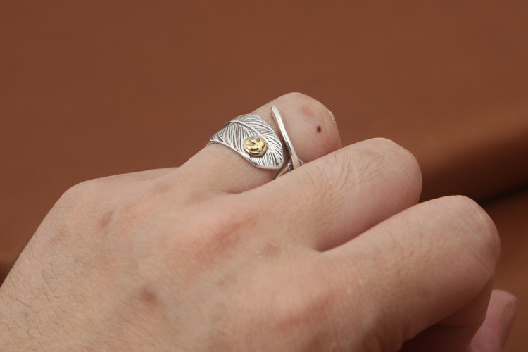 Vintage Thai Silver  Men's Takahashi Goro Flying Eagle Feather Ring