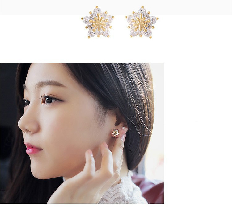 Snowflake Zircon Women's Plum Crystal Earrings