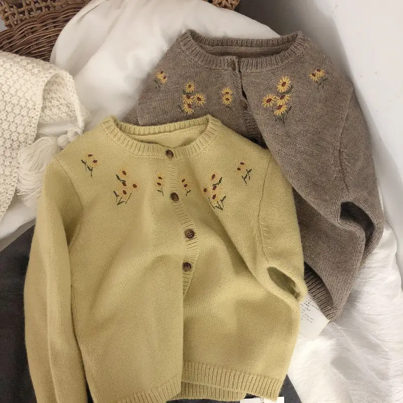 Girls' Fashionable Knitted Sweater Jacket
