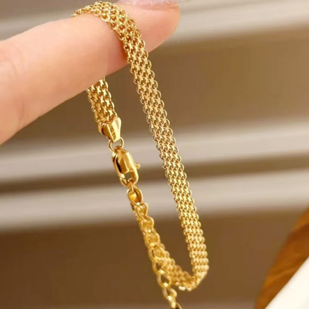 Vintage Gold Lace Strap Woven Bracelet