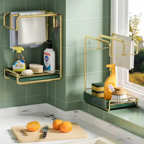 Sponge Holder Wall Mounted Kitchen Organizer Dish Drainer Brush