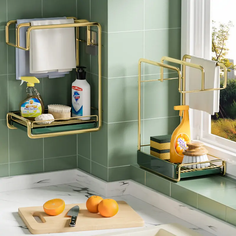 Sponge Holder Wall Mounted Kitchen Organizer Dish Drainer Brush