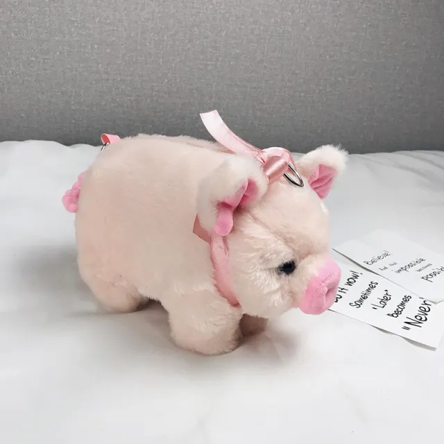 Japanese Piggy Plush Large Capacity Ladies Shoulder Bag Pink - Shop at LoveMi