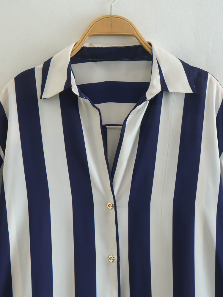 Title 4, Printed Striped Satin Draped Shirt