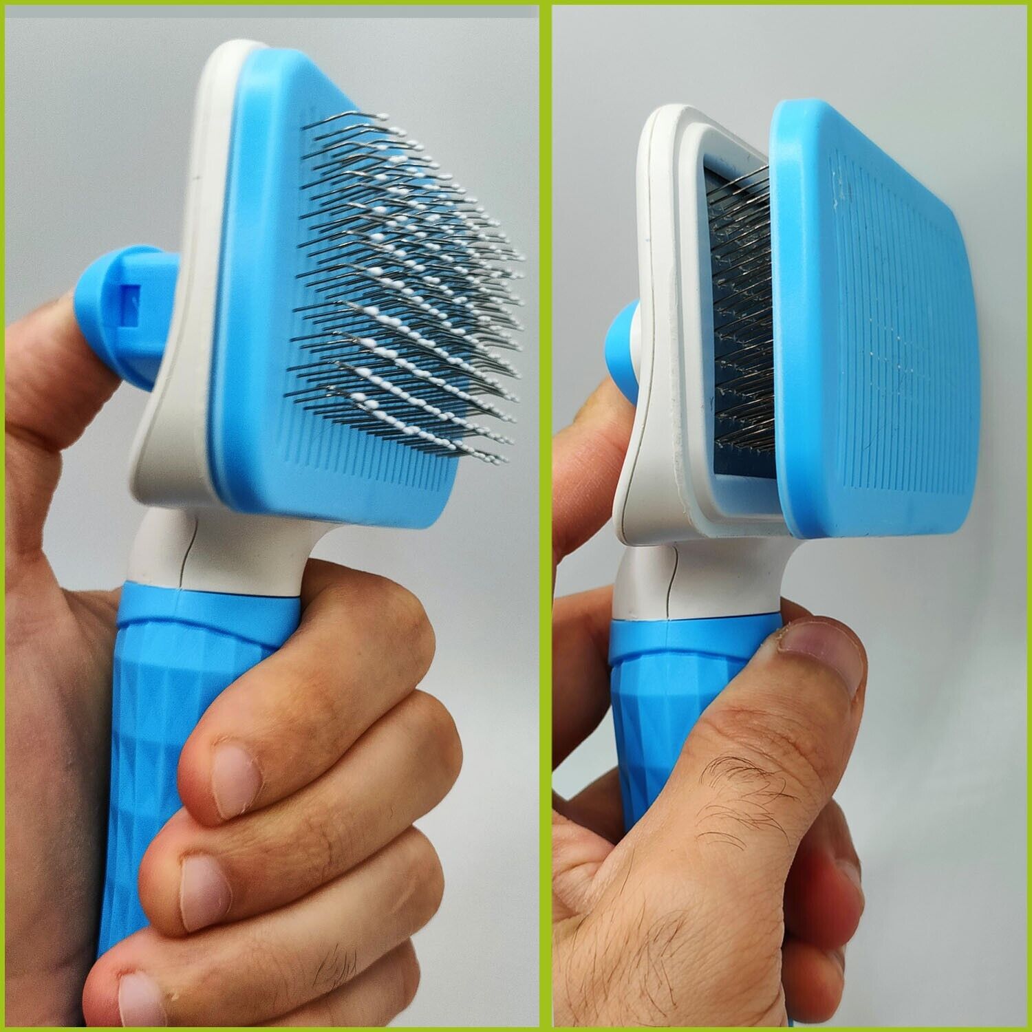 Pet Grooming Undercoat Rake Brush Comb. we ship only inside the US, USPS First Class Package 2 Day Handling , 2-5 Day Shipping. Self Cleaning Slicker Brush,Dog Brush & Cat Brush with Massage Particles,Removes Loose Hair & Tangles by KT Deals Self Cleaning