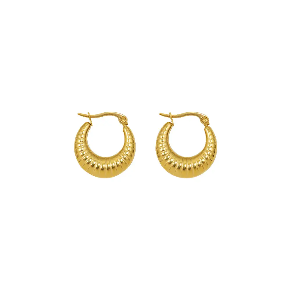 C-shaped Geometric Earrings Female Ears Titanium Steel 18K Gold Plated