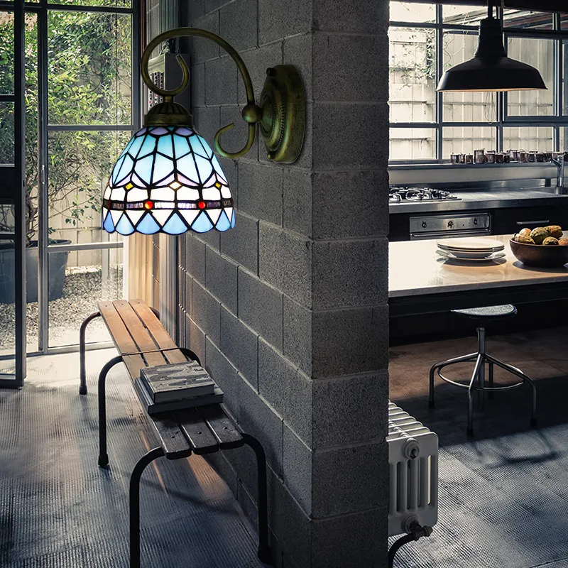 Aisle Corridor Colored Glass Wall Lamp Stained