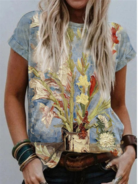 Fashion Women's New Warbler Tail Print T