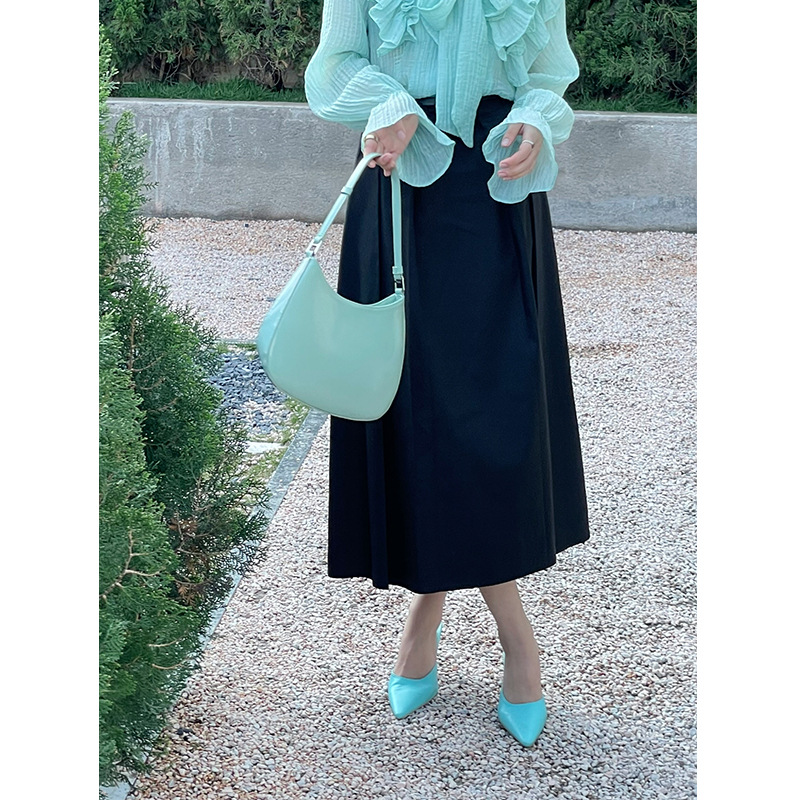 Women's Suit Skirt New Solid Color High Waist Mid length Black - Shop at LoveMi