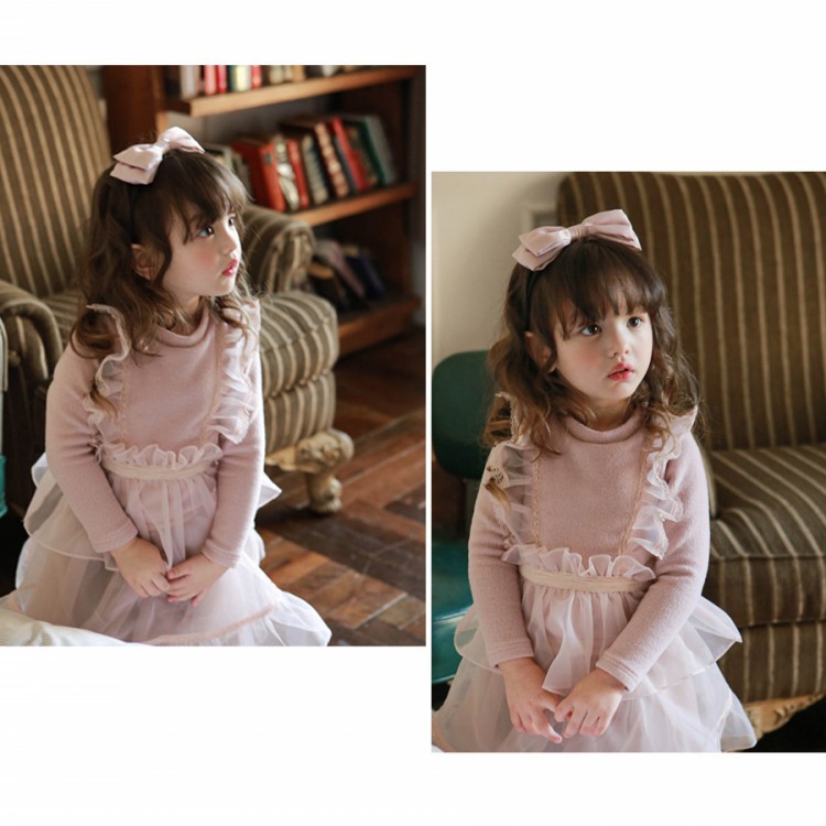 Girls Fake Two Pieces Of Lace And Fairy Like Plush T Shirt