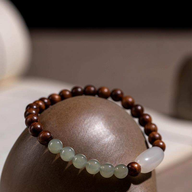 Title 4, Pulseira de jade Hetian Nanmu para homens e mul...