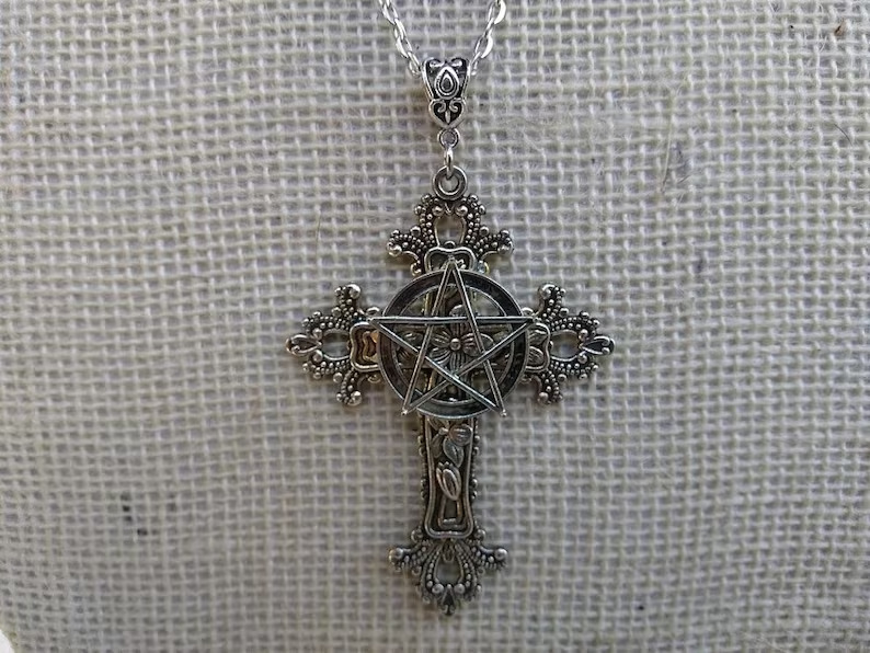Big Moth Cross Necklace Skull Moth Necklace