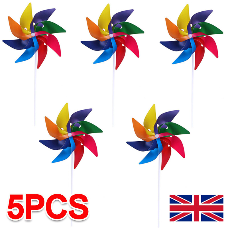 5X Kid Colorful Wind Spinner Pinwheel Windmill Garden Yard Patio Lawn Decor UK. — image 5