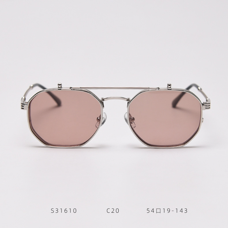 Title 6, Metalen retro flip polarized zonnebril voor hel...