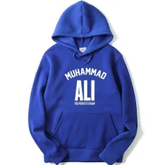 Men's Solid Colour Fleece Pullover Sweatshirt Hoodie Letter Print - Blue White Logo - View 1