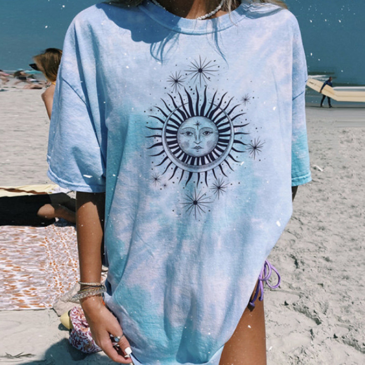 Title 7, Casual Round Neck Short Sleeve Printed Tie-dye ...