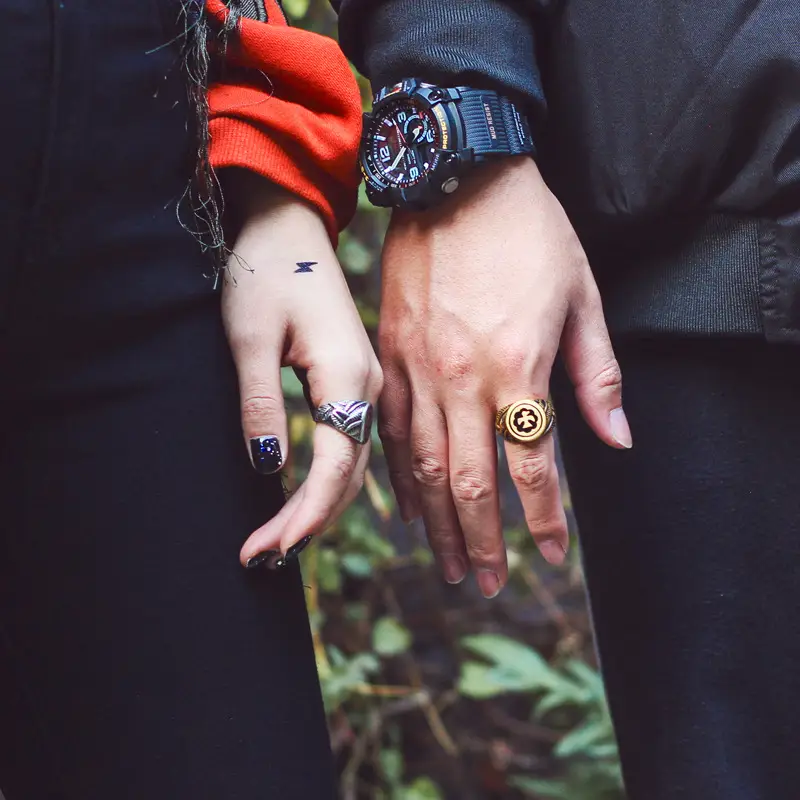 Sun Eagle Totem Titanium Steel Couple Ring Retro