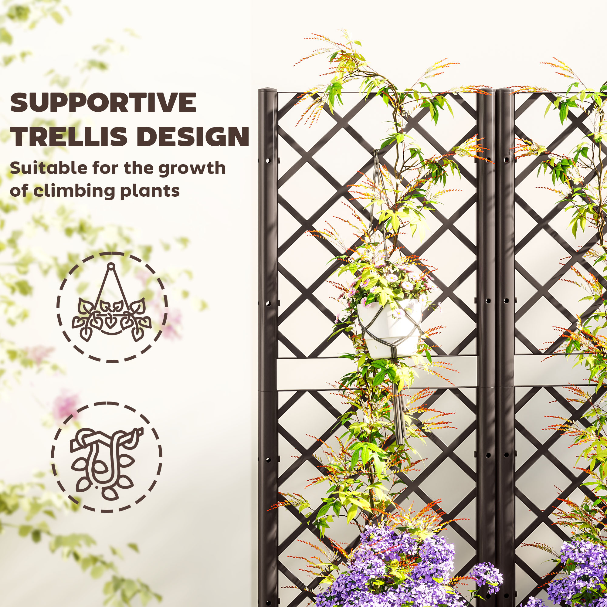 Elevated Garden Bed With Flower Rack, Plastic Planting Box, Equipped Drainage — image 9