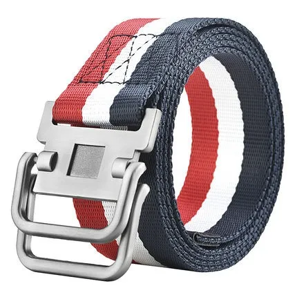 Outdoor Minimalist Trend Youth Casual Canvas Belt Tricolor Stripes - Shop at LoveMi