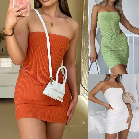 Womens Suit Sexy Summer Two Piece Outfits Crop Tops
