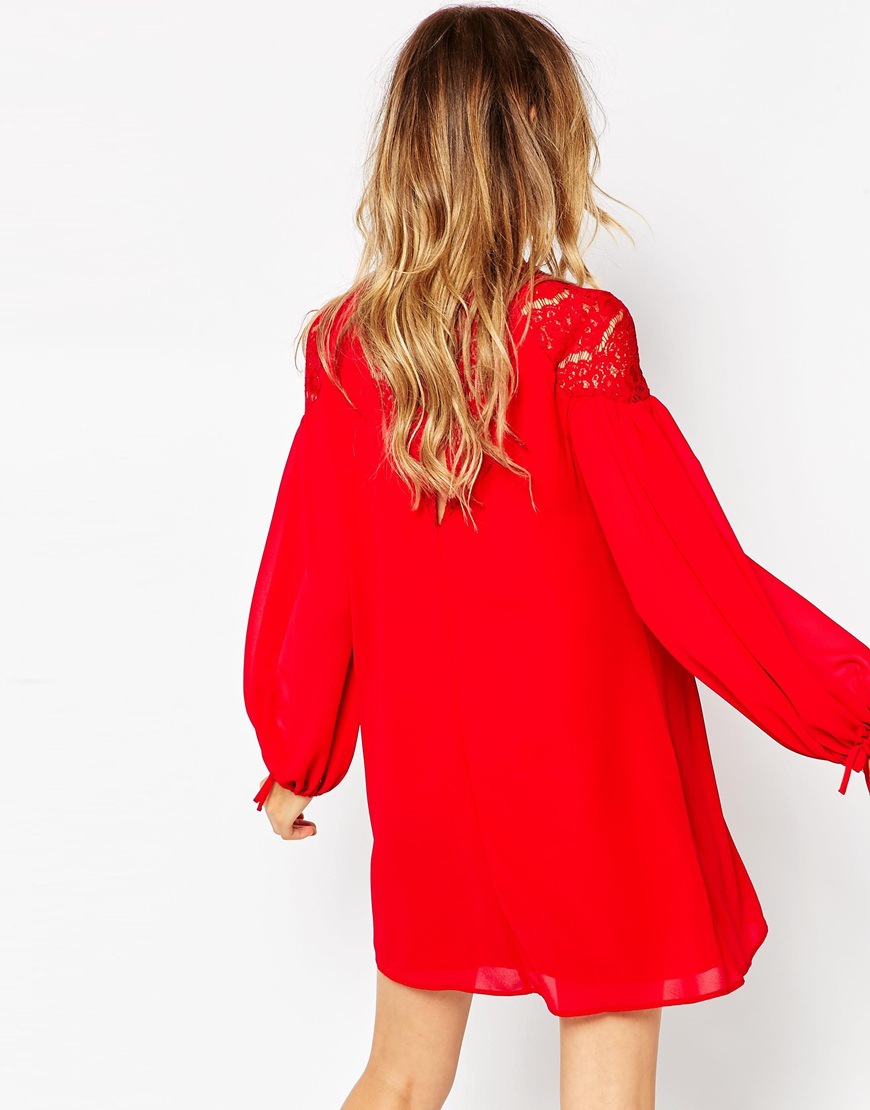 Large Size Loose Chiffon Stitching Lantern Sleeve Long Sleeve A-Line Dress