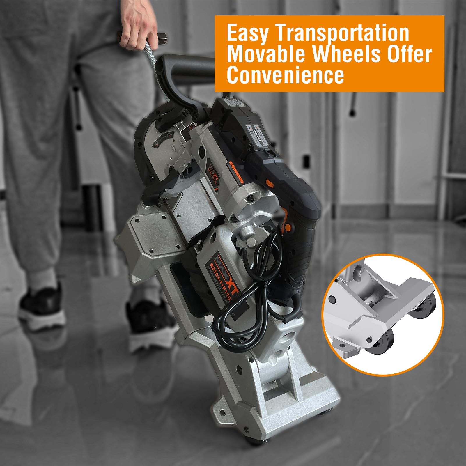 Band Saw With Lightweight Aluminum Base, 10 Amp 5 Inch Deep Cut Bandsaw, Variable Speed Handheld Automatic Multipurpose Cut With Carrying Wheels Portable Metal Saw, Band Saws For Metal Wood