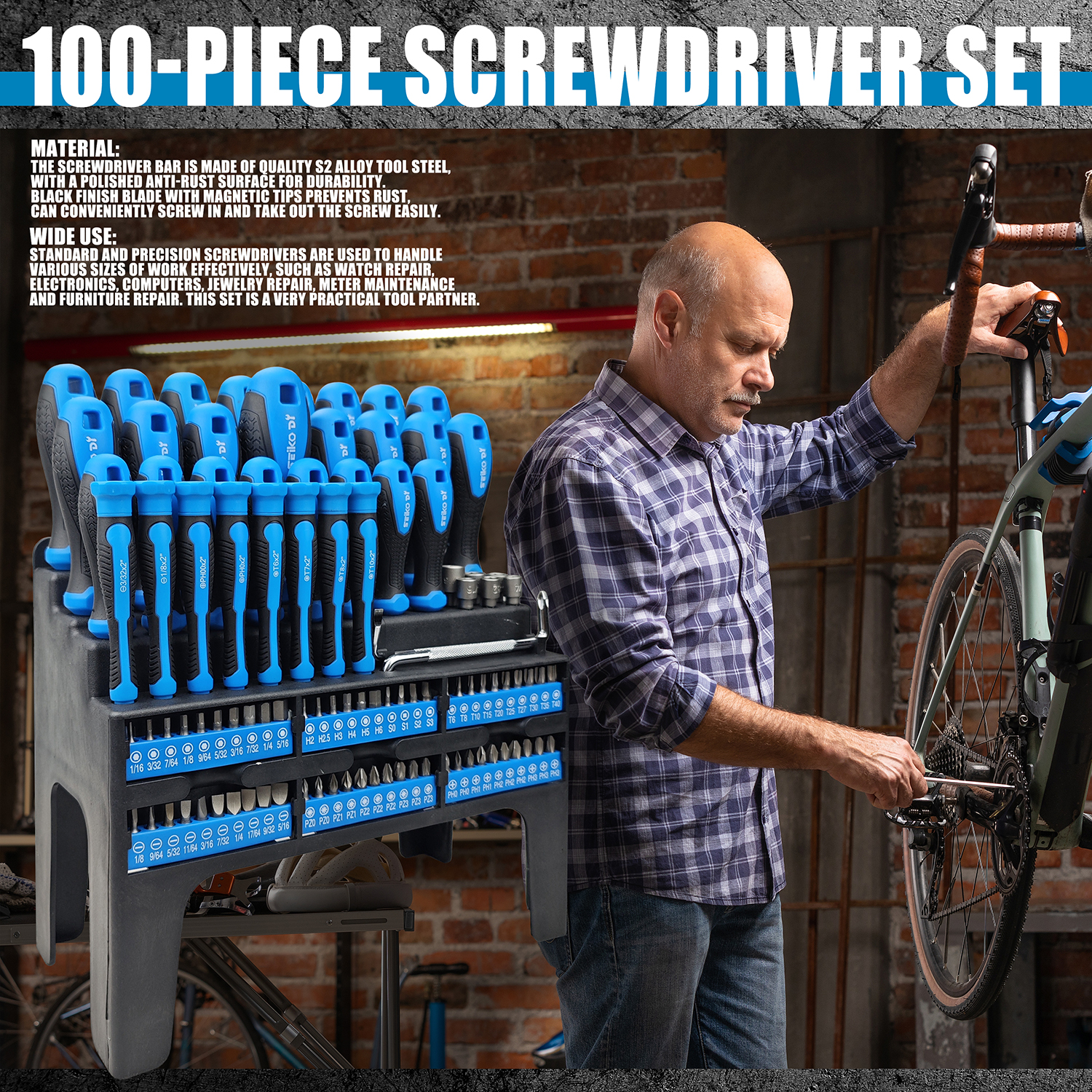 One Hundred-Piece Screwdriver Set, Home Repair Tool Kit, Automotive Repair Tools