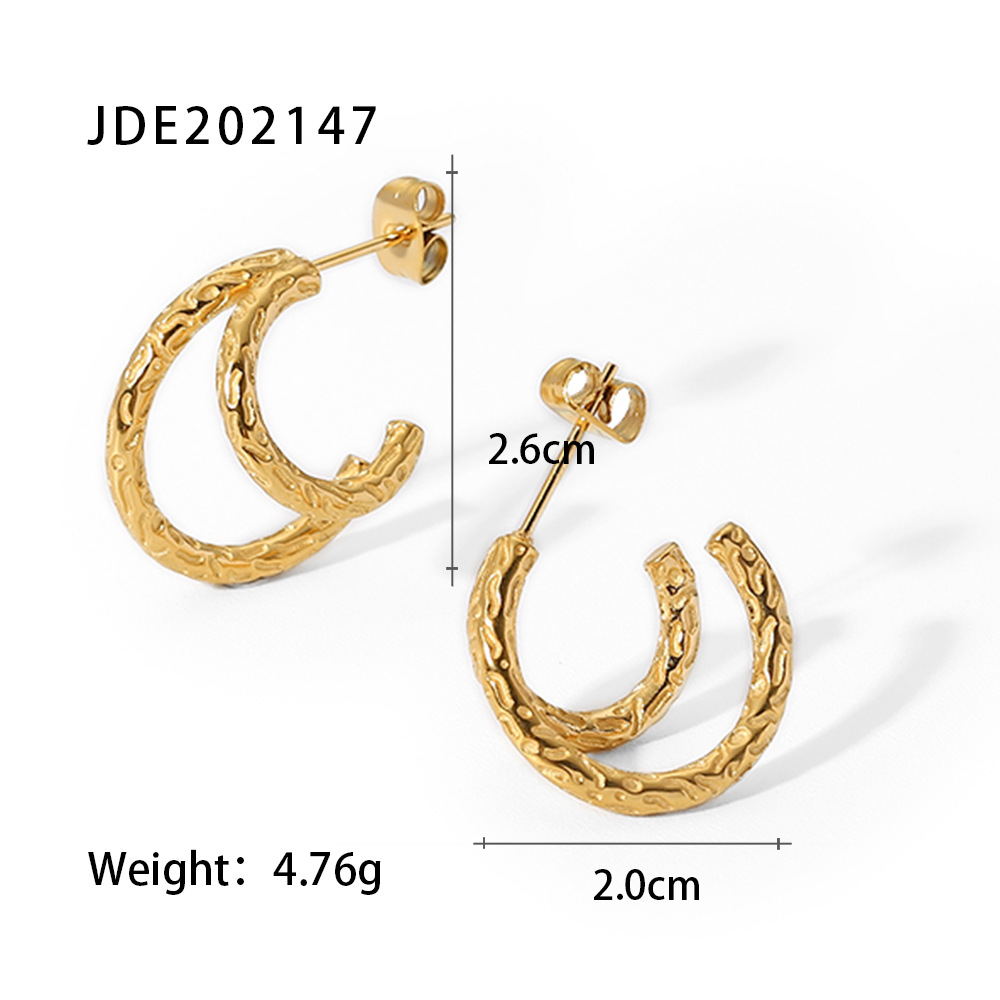 Title 2, 18K Gold Plated Irregular Hammer Print Double L...