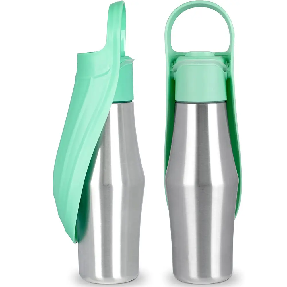 New Portable Pet Dog Water Bottle Soft Silicone Leaf Design For — Light Green