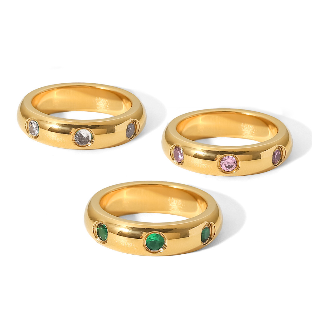 Women's Vintage Stainless Steel Zircon Ring