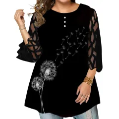 Women's New Lace Sleeve Floral Loose Casual T-Shirt - Floral - View 1