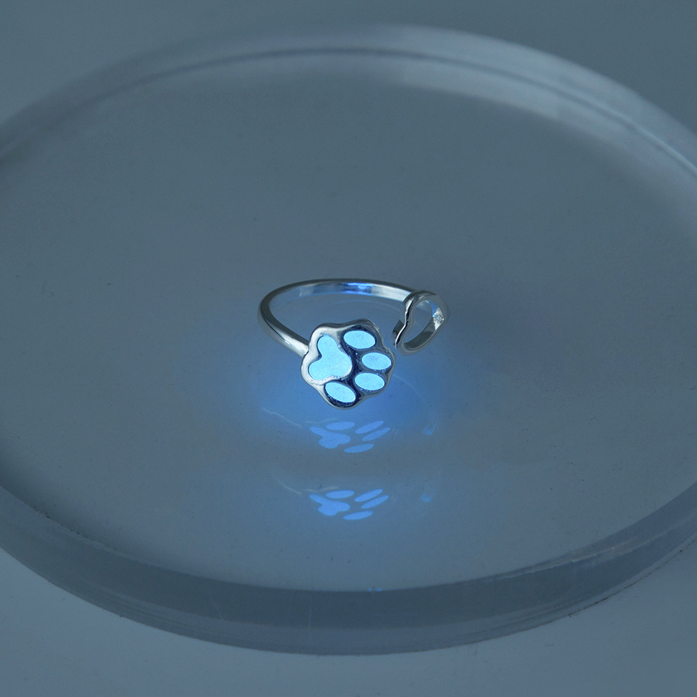 Double Foot Print Ring Luminous Niche Cat Paw Bracelet Female