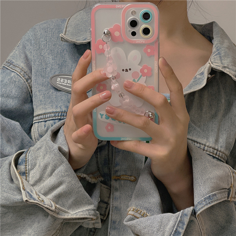 Flower Rabbit Chain Transparent Phone Case - Image 4