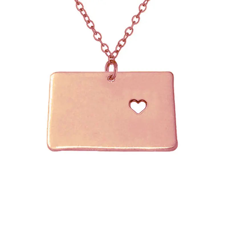 USA Wyoming State Map Stainless Steel Necklace